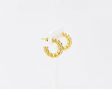 Load image into Gallery viewer, Chunky twist hoops, thick hoop earrings, spiral twist hoops, large gold hoops, statement hoops, French vintage, chunky wreath earrings, boho