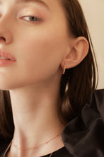 Load image into Gallery viewer, EMMA - Gold croissant twist rope mini dome hoop small bold earrings chunky weave spiral crescent Dôme entwine wreath rose gold vintage