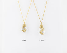 Load image into Gallery viewer, Large baroque pearl necklace, 14K gold filled, vintage style, pearl pendant, satellite, bubble chain, natural pearl, bridesmaid bridal 14KGF