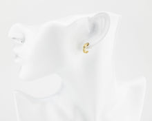Load image into Gallery viewer, Mini double hoops, ribbed, stacked hoops, dainty bold earrings, c hoops, thick mini hoops, wide huggie hoops, small, chunky hoops, stud, 925