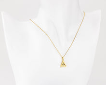 Load image into Gallery viewer, Stacked triangle cz necklace, triangle cz pendant, triangular necklace, tiny cz, layered, pyramid, geometric minimalist necklace, 925