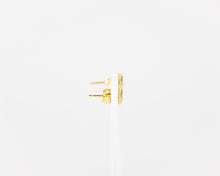 Load image into Gallery viewer, Tiny ribbed stud, mini square, diamond shaped stud, dainty, textured, geometric, minimalist, tiny earring, boho, art deco, vintage, 925