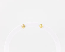 Load image into Gallery viewer, Tiny ribbed stud, mini square, diamond shaped stud, dainty, textured, geometric, minimalist, tiny earring, boho, art deco, vintage, 925