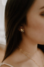 Load image into Gallery viewer, ABBY - Abstract vintage molten gold pebble stud earring 925 silver molten organic gold stud earring boho french minimalist earring gift
