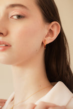 Load image into Gallery viewer, Double sided horn earrings, unique ear jacket, bold wrap earring, minimalist, hook stud, ear cuff, suspender earrings, modern, asymmetrical