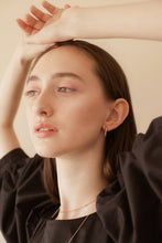 Load image into Gallery viewer, EMMA - Gold croissant twist rope mini dome hoop small bold earrings chunky weave spiral crescent Dôme entwine wreath rose gold vintage