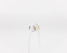 Load image into Gallery viewer, Tiny huggie pearl hoop, crossover effect, mini huggie earrings, dainty pearl, mini hoops, wedding bridal pearl, bridal gift, 925 silver