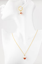 Load image into Gallery viewer, 40cm chain, porcelain flower necklace, 14K gold filled, ceramic floral bead pendant, red, blue flower, china, vintage, handcrafted, 14KGF