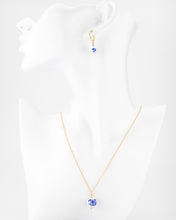 Load image into Gallery viewer, 40cm chain, porcelain flower necklace, 14K gold filled, ceramic floral bead pendant, red, blue flower, china, vintage, handcrafted, 14KGF