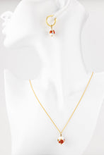 Load image into Gallery viewer, 45cm chain, porcelain flower necklace, 14K gold filled, ceramic floral bead pendant, red, blue flower, china, vintage, handcrafted, 14KGF