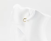 Load image into Gallery viewer, Mini double hoops, ribbed, stacked hoops, dainty bold earrings, c hoops, thick mini hoops, wide huggie hoops, small, chunky hoops, stud, 925