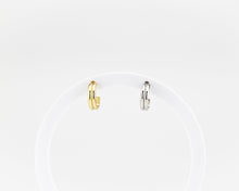 Load image into Gallery viewer, Mini double hoops, ribbed, stacked hoops, dainty bold earrings, c hoops, thick mini hoops, wide huggie hoops, small, chunky hoops, stud, 925