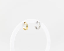 Load image into Gallery viewer, Mini double hoops, ribbed, stacked hoops, dainty bold earrings, c hoops, thick mini hoops, wide huggie hoops, small, chunky hoops, stud, 925