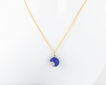 Load image into Gallery viewer, 50cm chain, dragon vein fire agate necklace, 14K gold filled, natural agate pendant, orange, blue agate stone, unique, handcrafted, 14KGF