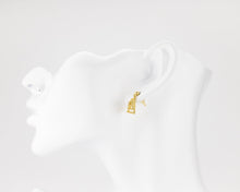 Load image into Gallery viewer, Triangle cz earrings, triangle drop, dangle earrings, tiny cz, layered, geometric pendant, minimalist cz earrings, 925