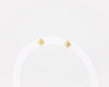 Load image into Gallery viewer, Tiny ribbed stud, mini square, diamond shaped stud, dainty, textured, geometric, minimalist, tiny earring, boho, art deco, vintage, 925