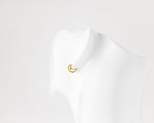 Load image into Gallery viewer, Tiny ball hoops, dainty bold, thick, chunky gold huggie, mini puff, dome hoops, small sphere, ribbed, shell earring, ornate, vintage, 925