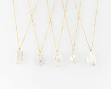 Load image into Gallery viewer, MARGOT - Vintage French style Parisian baroque pearl pendant necklace dainty gold chain genuine real pearl minimalist bridesmaid bridal gift