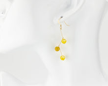 Load image into Gallery viewer, Dragon vein fire agate earrings, 14k gold filled, natural agate stone, dangle, drop earrings, orange, green, yellow, blue agate, 14KGF