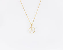 Load image into Gallery viewer, Dangling pearl circle necklace, circle pearl pendant, small, genuine, white shell pearl, minimalist necklace, bridesmaid, bridal gift, 925