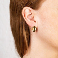 Load image into Gallery viewer, ABBY -  Abstract vintage molten gold pebble  stud earring 925 silver molten organic gold stud earring boho french minimalist earring gift

