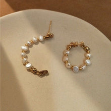 Load image into Gallery viewer, SADIE - French vintage style chain baroque pearl earrings hoop, 925 gold multi-way stud dangle earring boho bridal bridesmaid gift wedding
