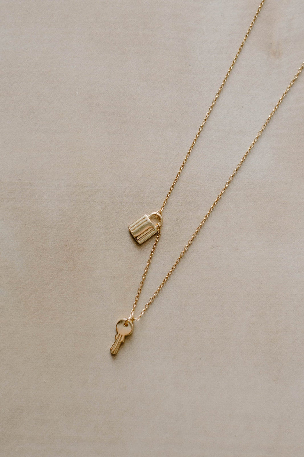 BONNIE - French vintage street style dainty minimalist lock and key dainty necklace 925 silver boho gold padlock pendant key charm gift