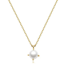 Load image into Gallery viewer, Solitaire pearl pendant, 18K gold vermeil, genuine pearls, gold filled choker, dainty pearl necklace, stacking necklace, bridal wedding gift
