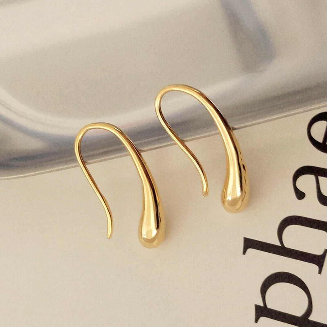 BRENNA - Abstract water tear drop earring droplet hoop earring gold 925 minimalist waterdrop teardrop gold hook earring minimalist gift