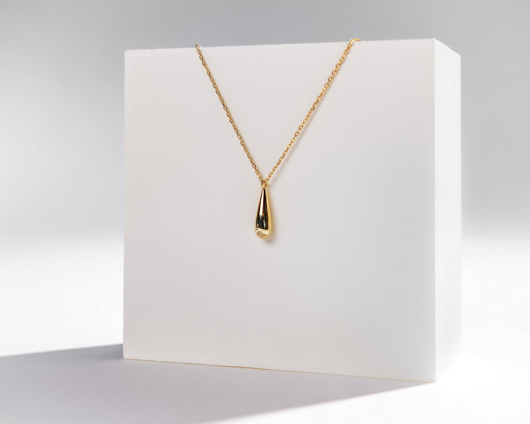 INDRA - Abstract water tear drop pendant necklace droplet 925 minimalist waterdrop teardrop gold dainty small charm stacking stack gift