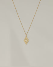 Load image into Gallery viewer, Vintage style, rhombus pendant, gold coin necklace, bauble beads, diamond shaped, boho necklace, geometric pendant, unique necklace, 925
