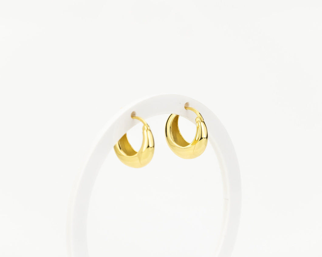 Hollow crescent hoops, gold dome hoop earring, classic, chunky hoops, puff, puffy hoops, vintage, thick hoops, dainty bold, minimalist