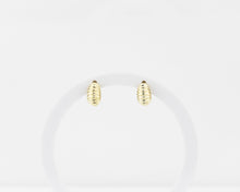 Load image into Gallery viewer, Small dome hoops, dainty bold hoops, mini croissant hoops, puff hoops, small ribbed earring, gold huggie hoops, shell, vintage hoop earrings
