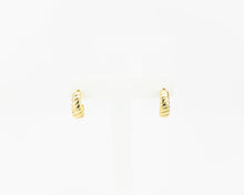 Load image into Gallery viewer, Twist ribbed hoops, mini bold hoops, croissant dome earrings, twisted, spiral hoops, small crescent, chunky, puffy hoops, vintage hoops, 925
