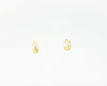 Load image into Gallery viewer, Twist ribbed hoops, mini bold hoops, croissant dome earrings, twisted, spiral hoops, small crescent, chunky, puffy hoops, vintage hoops, 925
