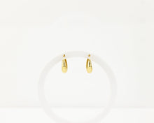Load image into Gallery viewer, Hollow crescent hoops, gold dome hoop earring, classic, chunky hoops, puff, puffy hoops, vintage, thick hoops, dainty bold, minimalist
