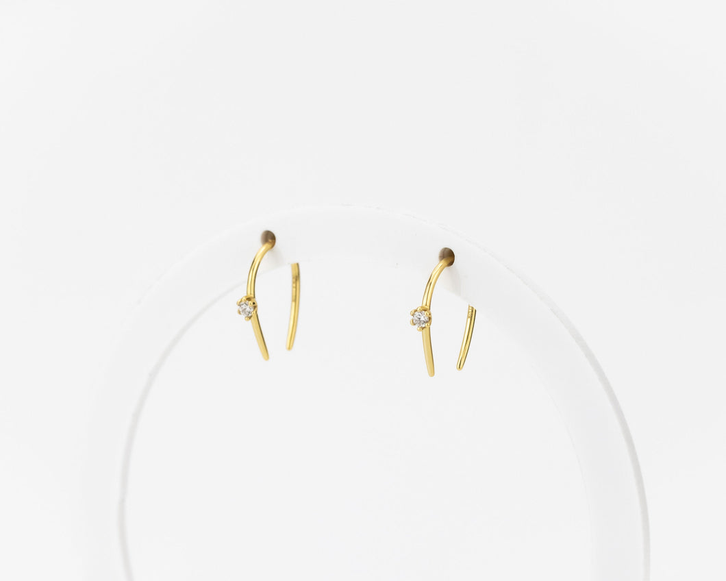 Mini cz cuff hoop, ear cuff, wrap earring, gold ear clip, cz cuff, gold hoop earring, huggie earring, 2 in 1, no piercing earring, ear wire