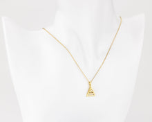 Load image into Gallery viewer, Stacked triangle cz necklace, triangle cz pendant, triangular necklace, tiny cz, layered, pyramid, geometric minimalist necklace, 925
