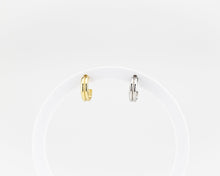 Load image into Gallery viewer, Mini double hoops, ribbed, stacked hoops, dainty bold earrings, c hoops, thick mini hoops, wide huggie hoops, small, chunky hoops, stud, 925
